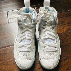 White and Ice Blue Jumpman Two Trey Columbia Size 6